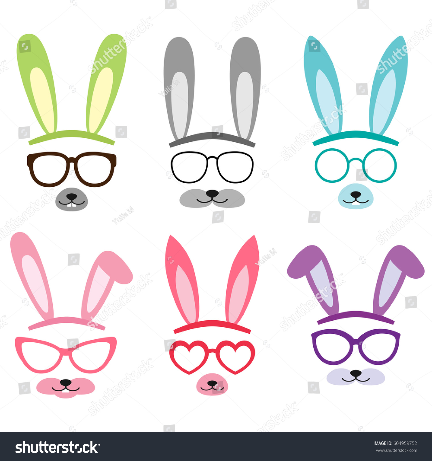 Set Cartoon Vector Bunny Rabbit Ears Stock Vector 604959752 - Shutterstock