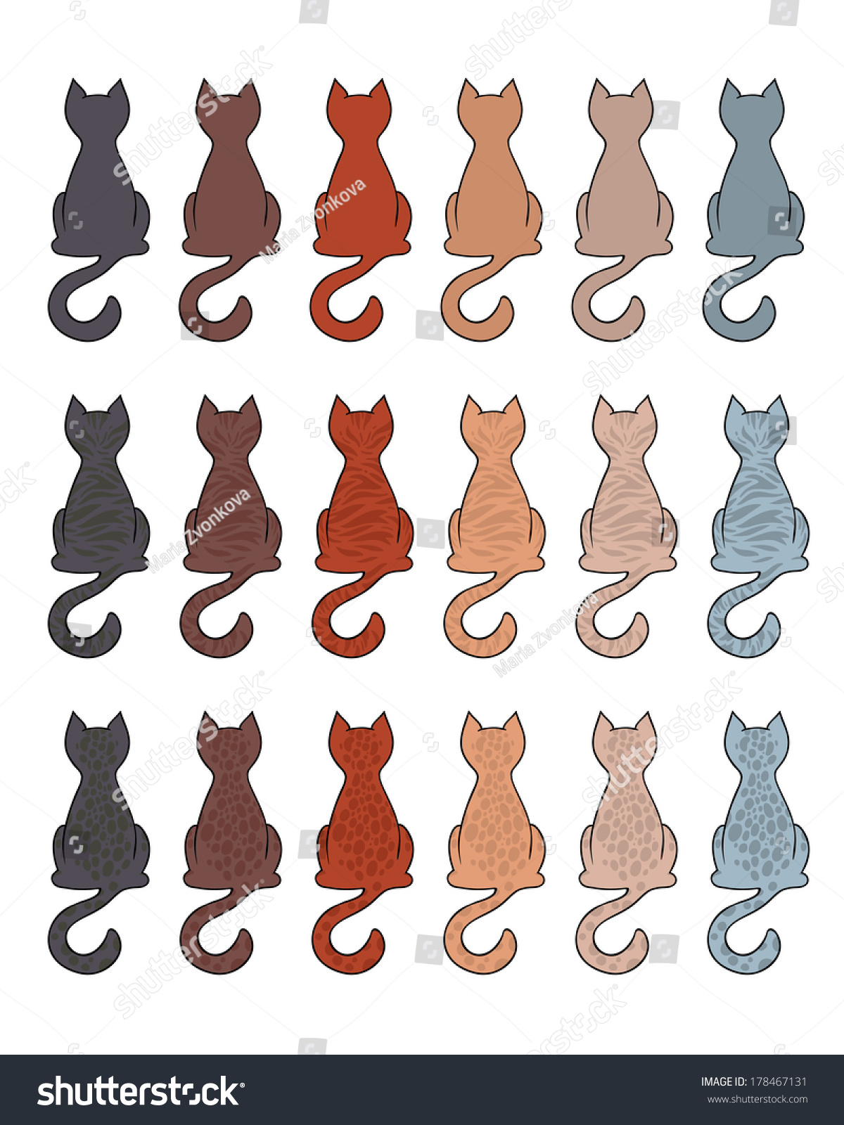 SVG of Set of cat fur color coats. Types of tabby in different color. svg