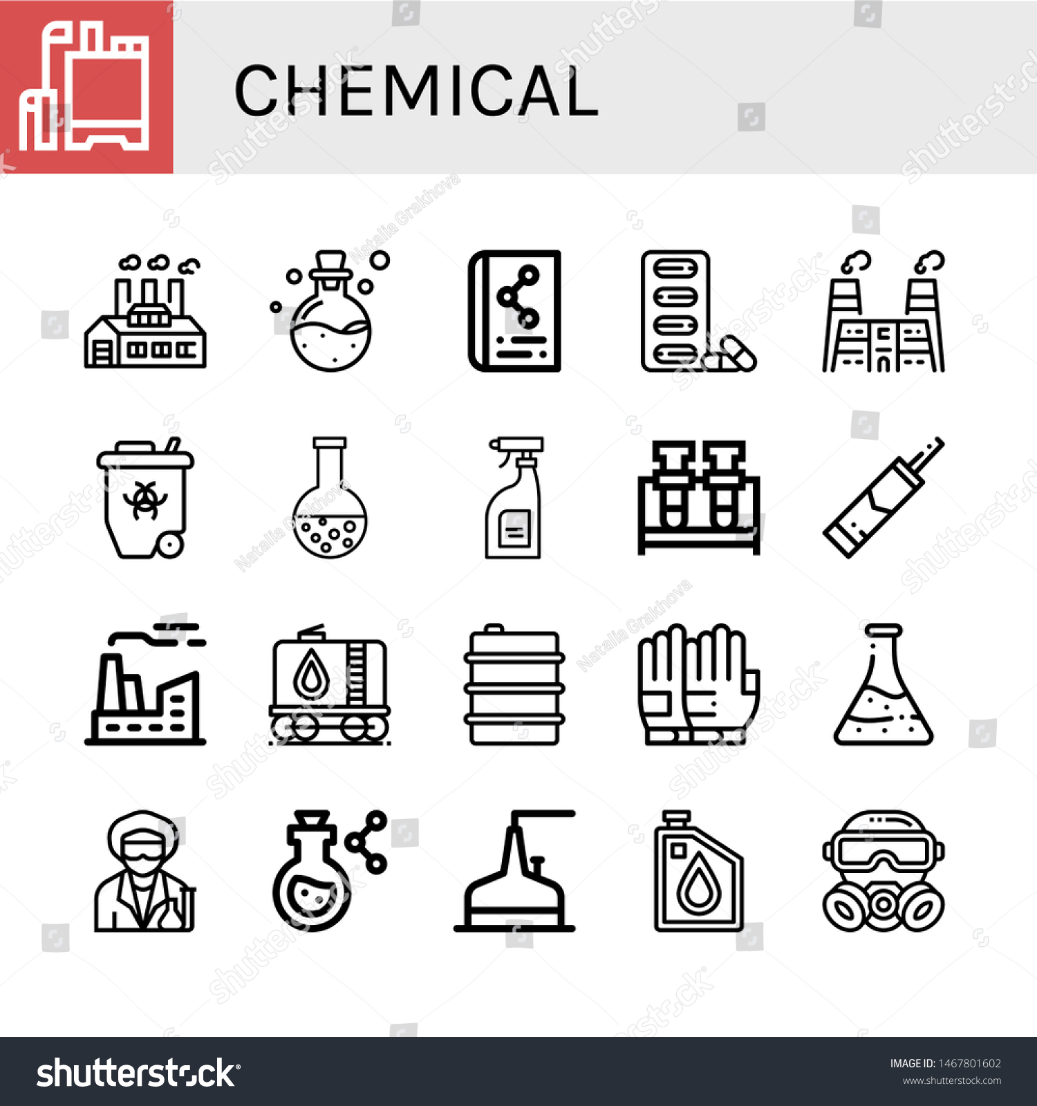 Set Chemical Icons Such Pesticide Factory Stock Vector (Royalty Free ...