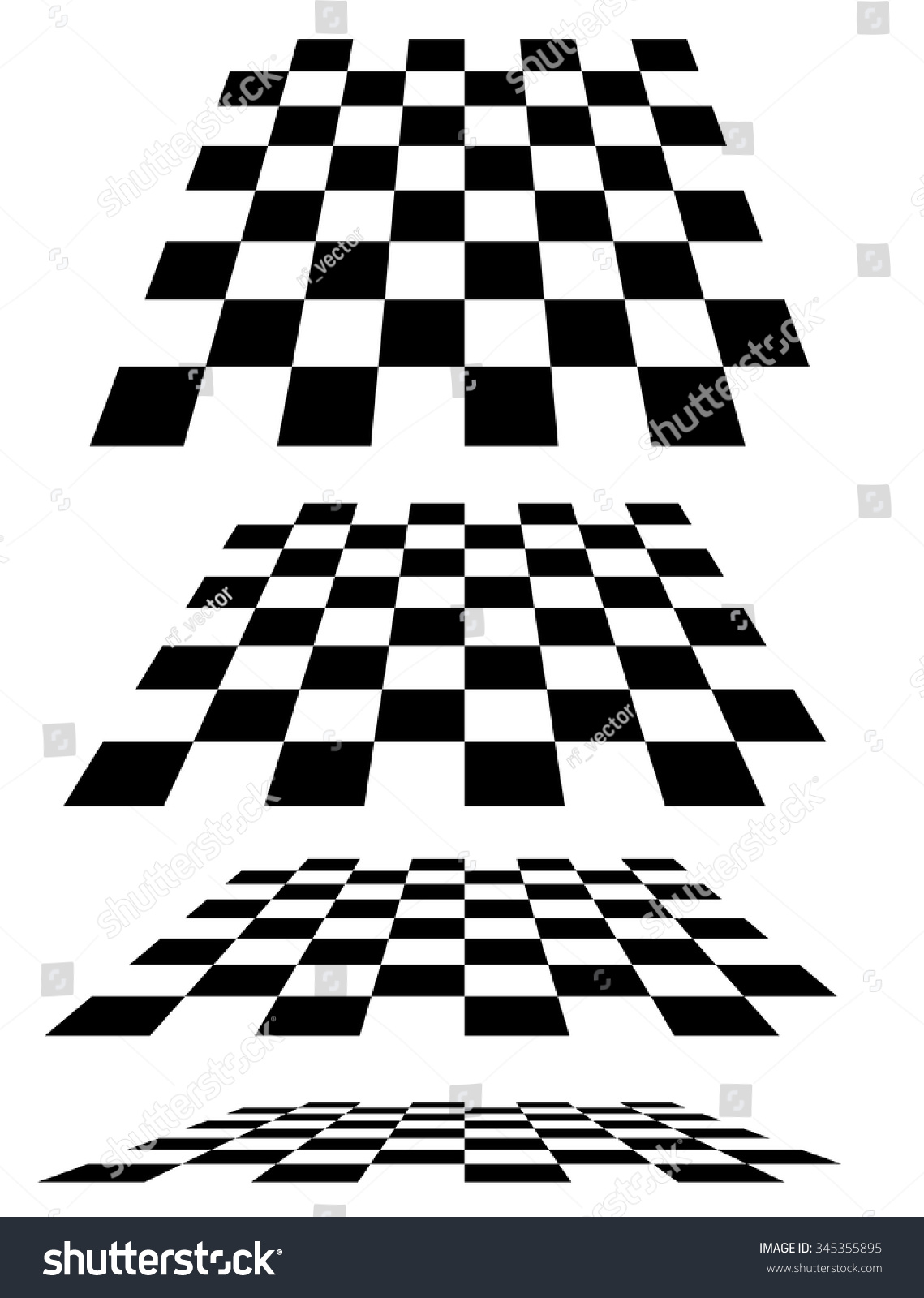 Set Of Chessboard, Checkered Board Shapes In Different Perspective ...