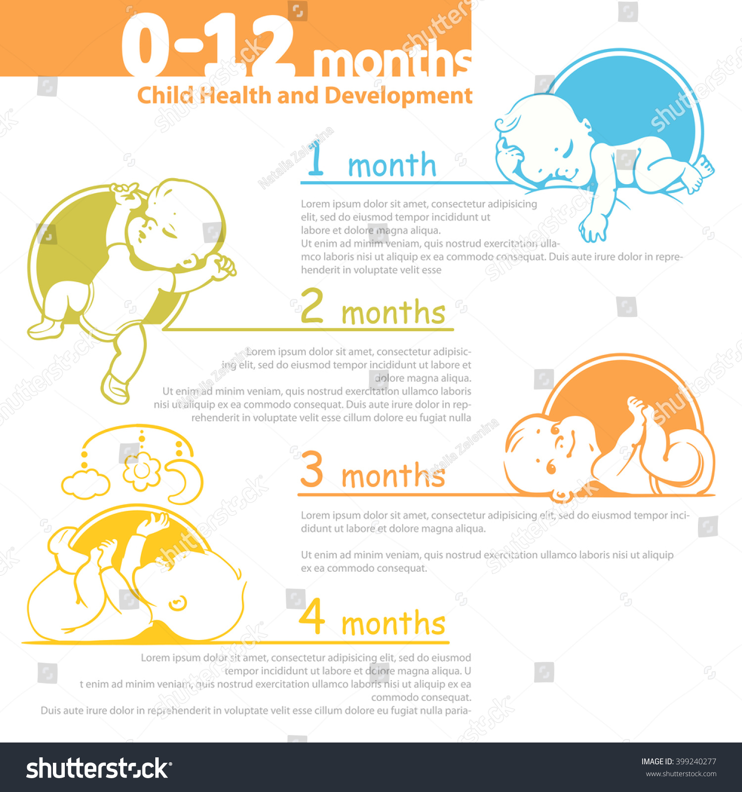 Set Child Health Development Icon Infographic Stock Vector 399240277 Shutterstock Baby Year Infographic Template