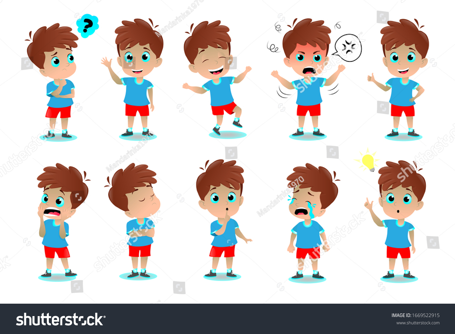 Set Children Different Poses Stock Vector (Royalty Free) 1669522915