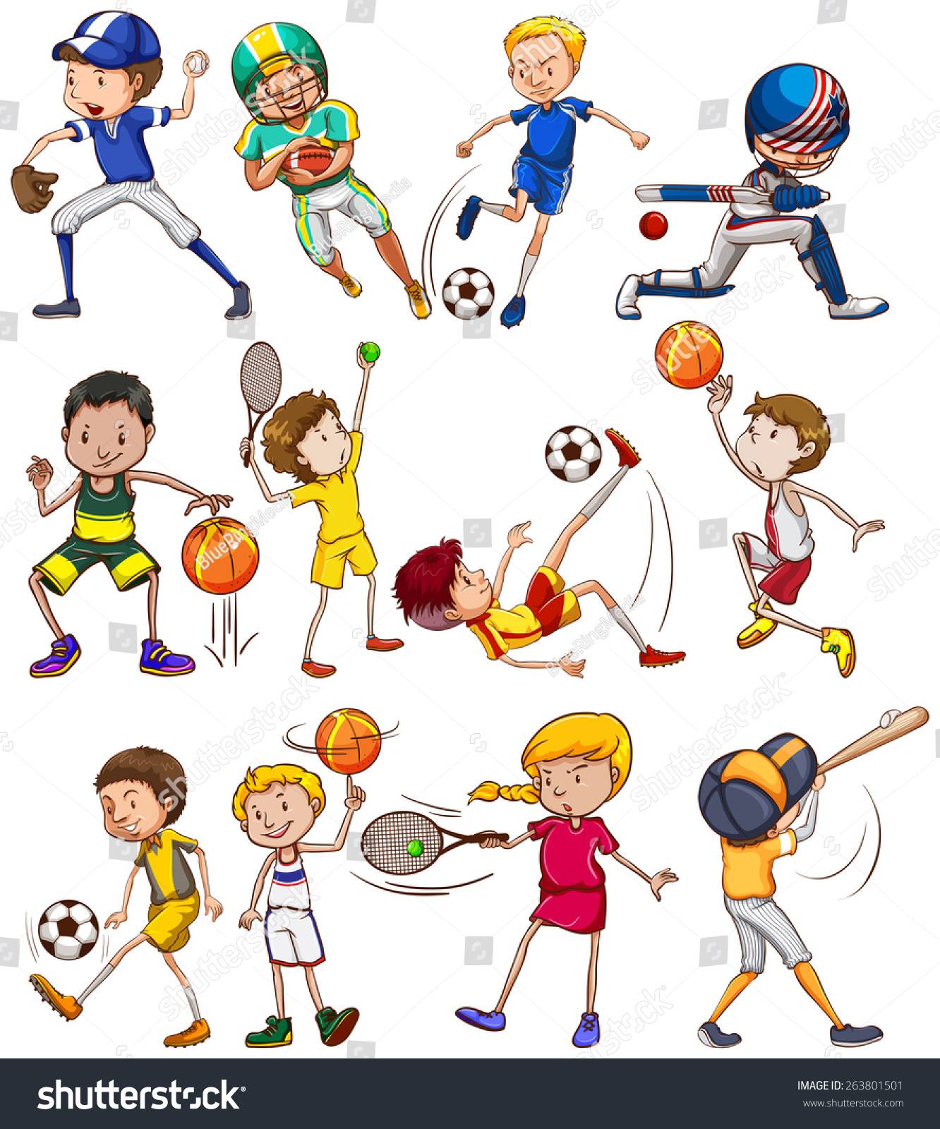 Set Children Playing Different Kinds Sports Stock Vector (Royalty Free ...