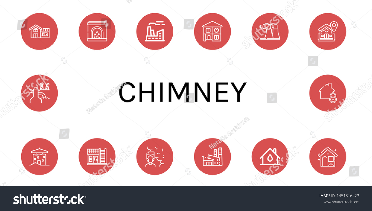 Set Chimney Icons Such House Fireplace Stock Image Download Now
