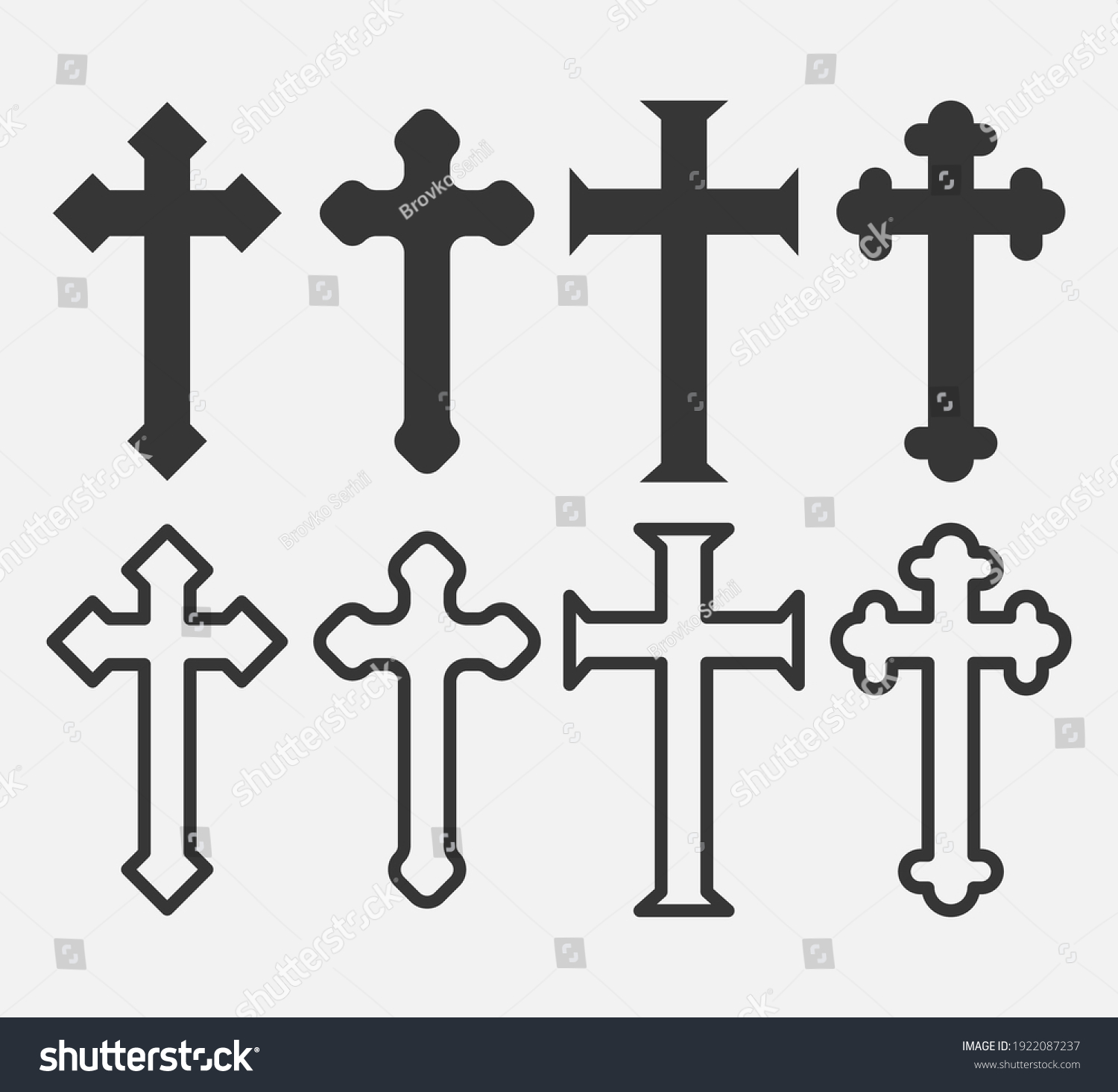 Set Christian Cross Icon Logo App Stock Vector (Royalty Free ...