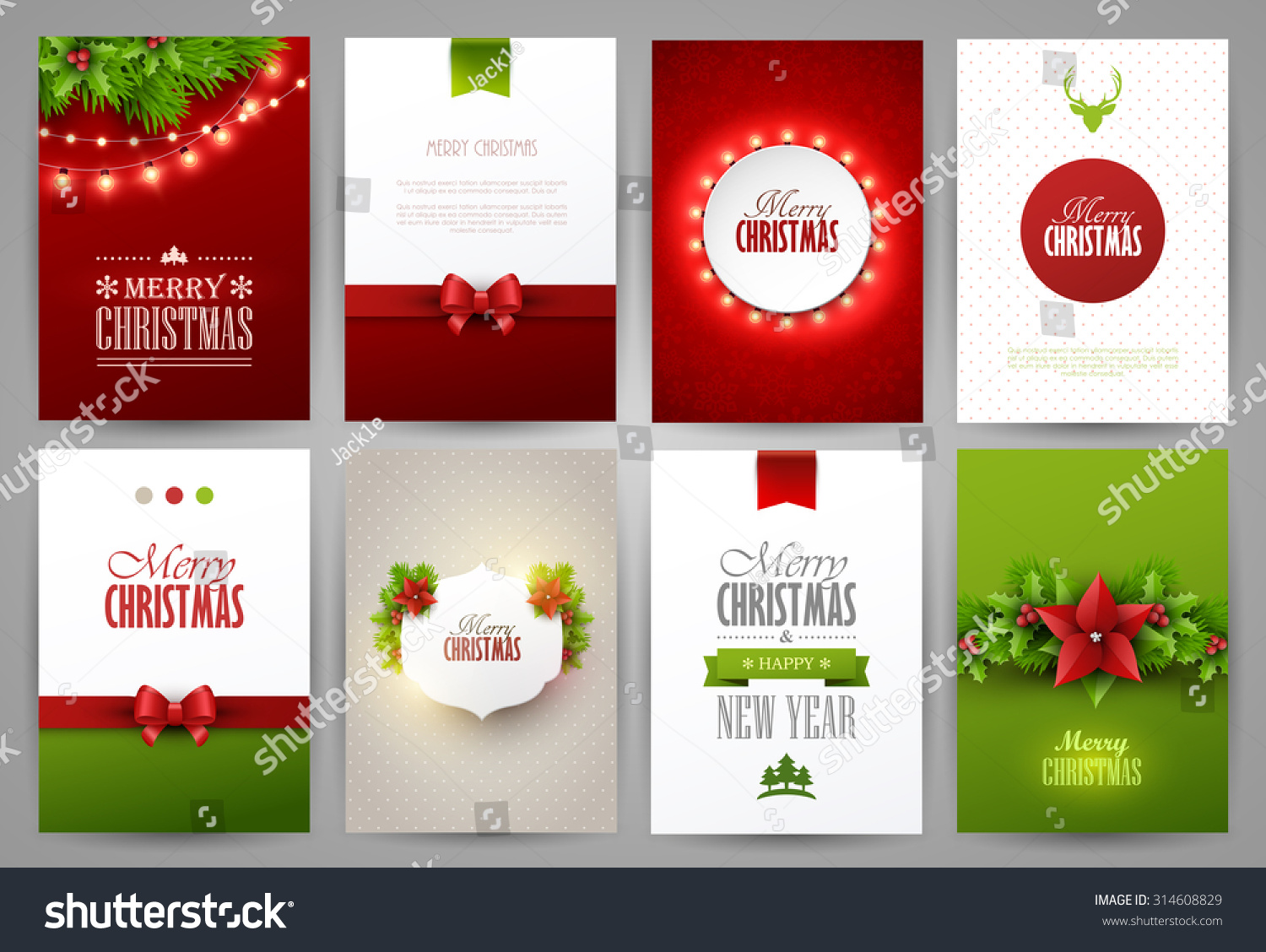 Set Christmas Brochures Templates Bright Vector Stock Vector 314608829