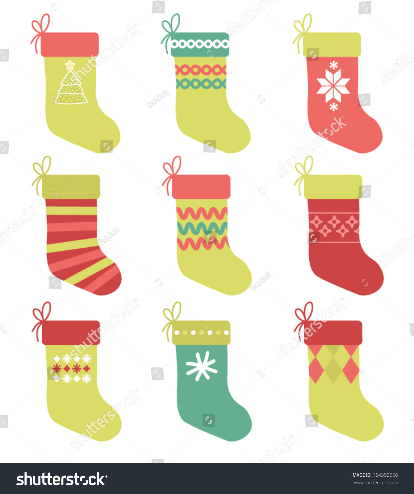 Set 9 Christmas Stockings Stock Vector 164392556 - Shutterstock