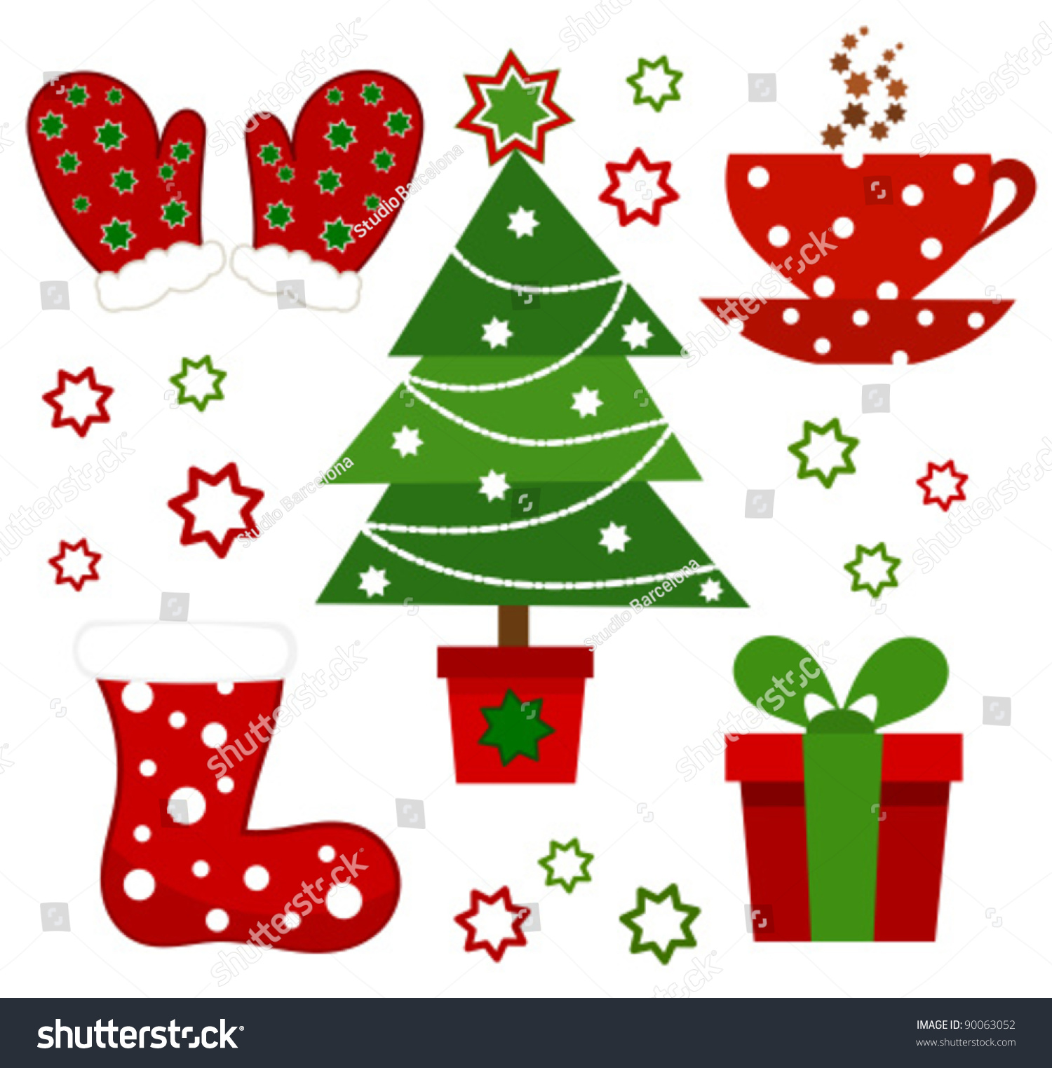 Set Of Christmas Symbols. Vector Illustration - 90063052 : Shutterstock