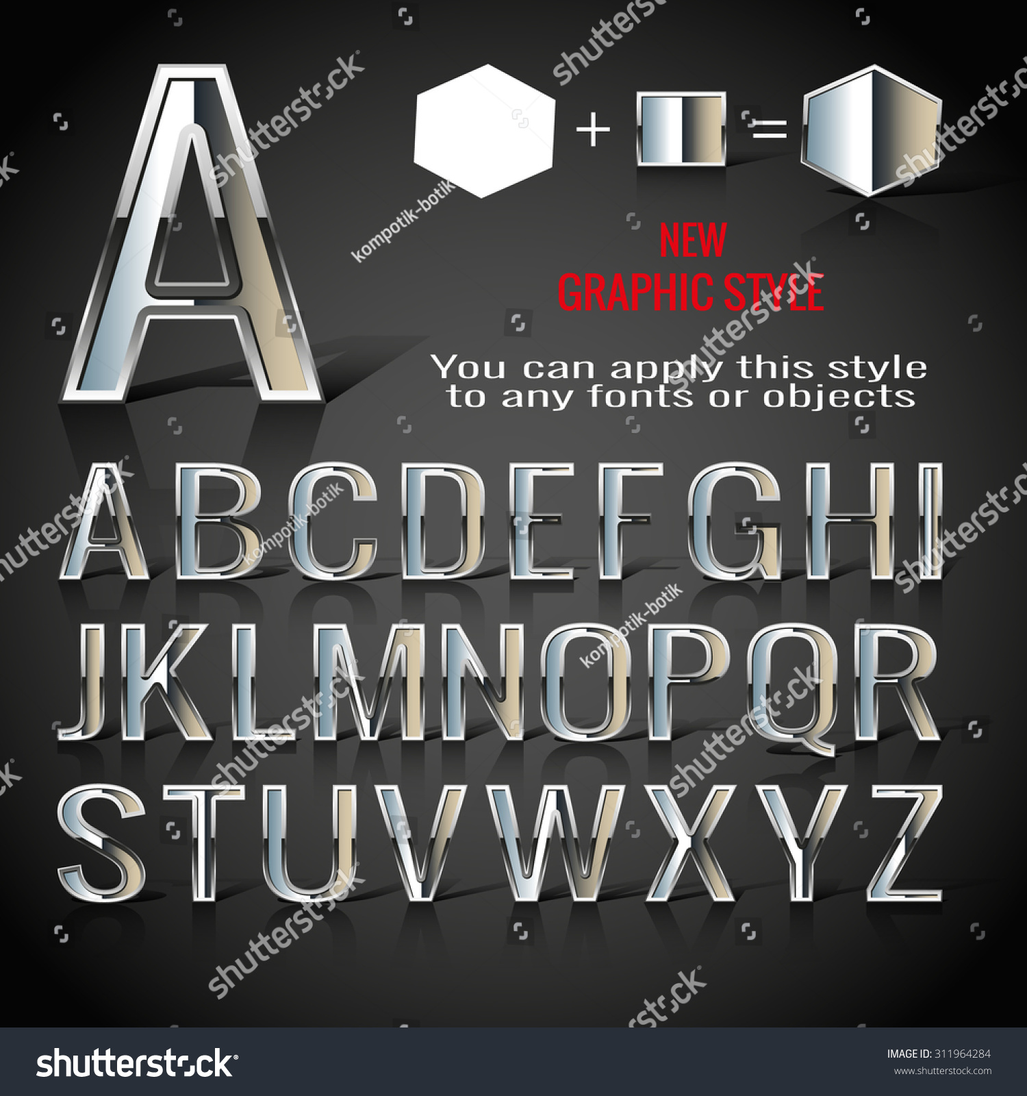 Set Chrome Letters Chrome Graphic Style Stock Vector 311964284 ...