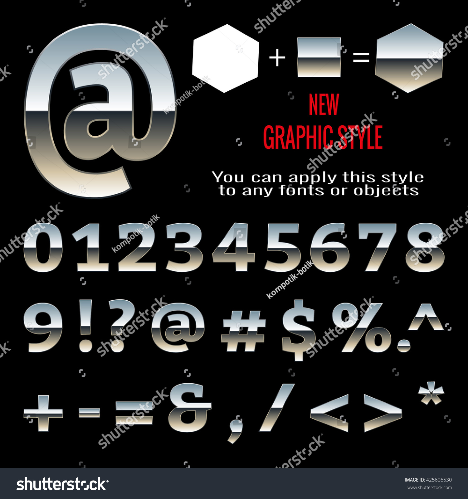 Set ... Graphic Style Stock Letters Vector Chrome Chrome