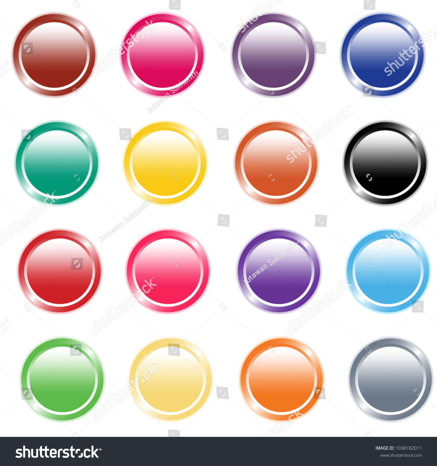 Set Circle Glossy Button Icons Vector Stock Vector Royalty Free 1038182011