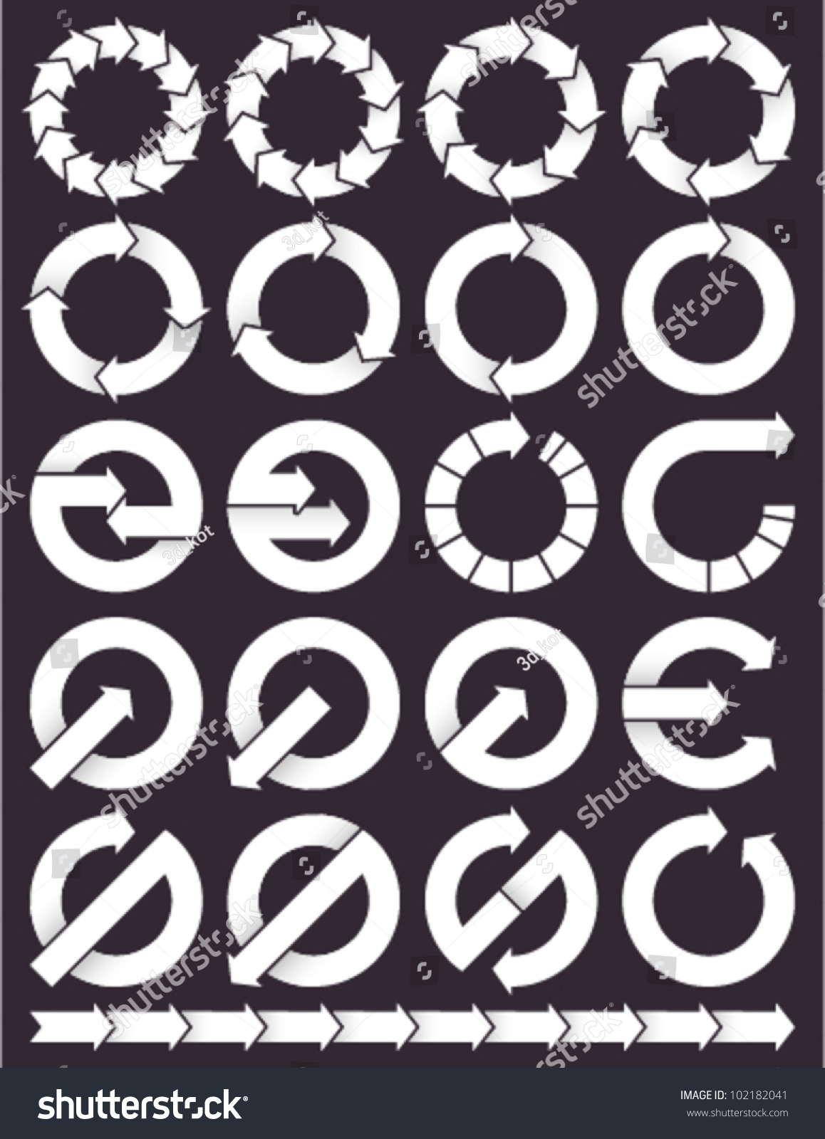 Set Circular Arrows Icons Logos Stock Vector 102182041 Shutterstock
