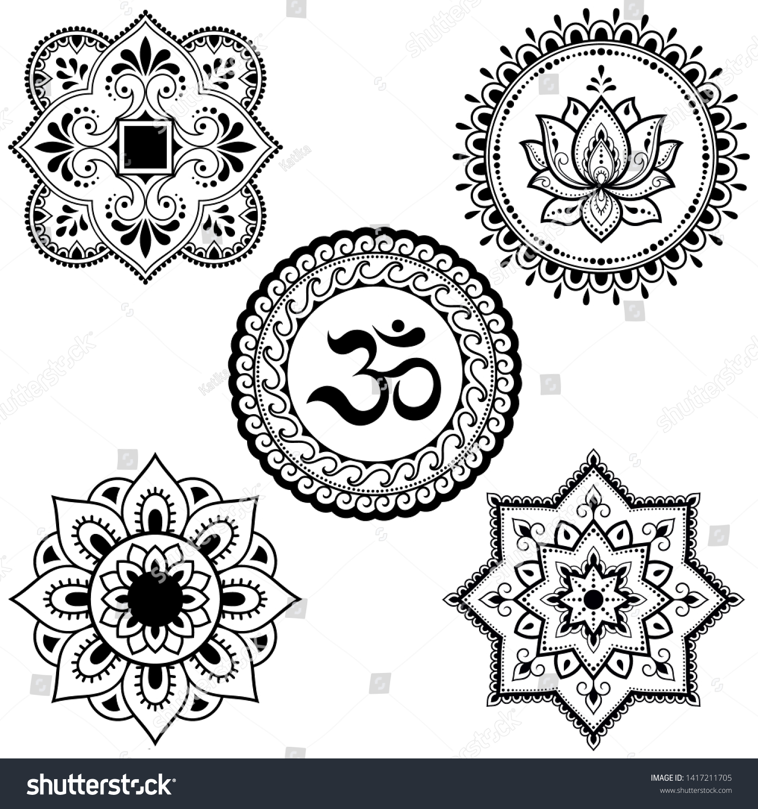 Set Circular Patterns Form Mandala Religious Stock Vector (Royalty Free ...