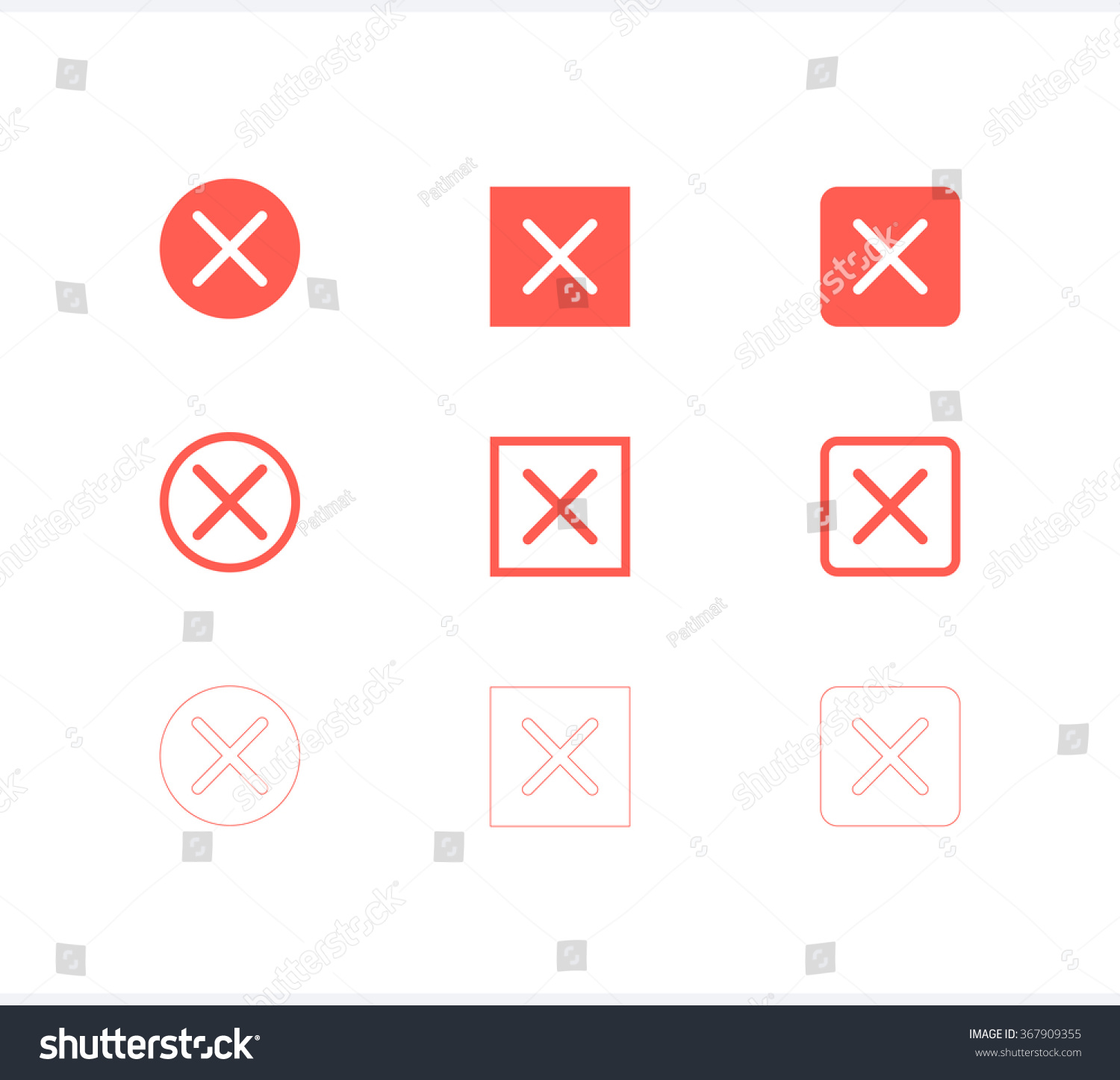 Set Of Close Icon, Vector Close Icon - 367909355 : Shutterstock