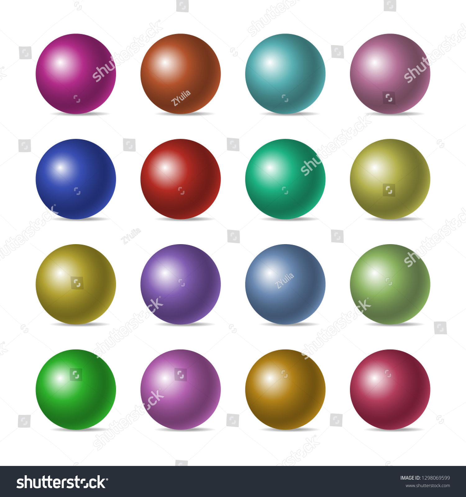 Set Color Realistic Threedimensional Spheres Isolated Stock Vector ...