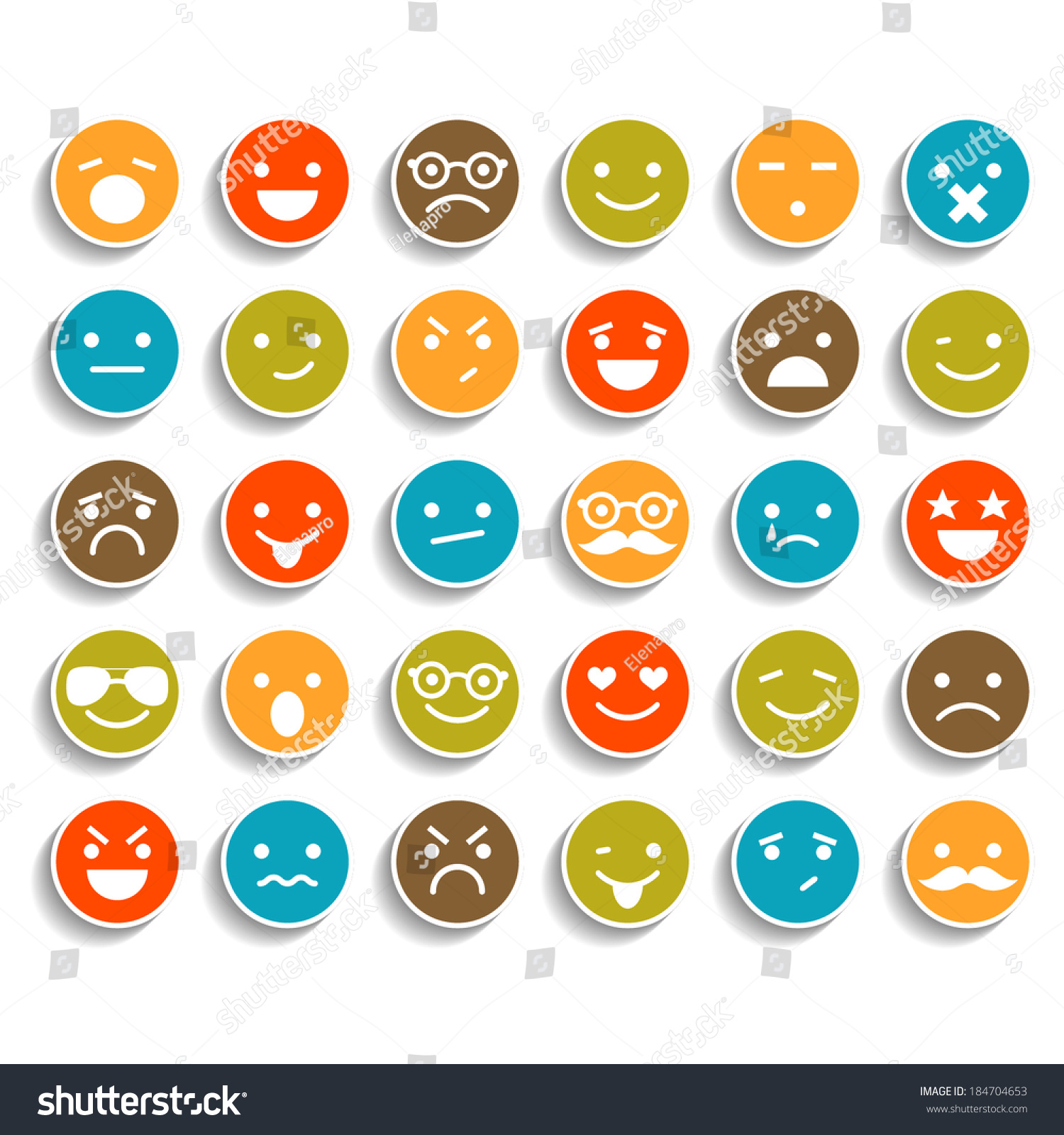 Set Of Color Smiley Icons Stock Vector Illustration 184704653 ...