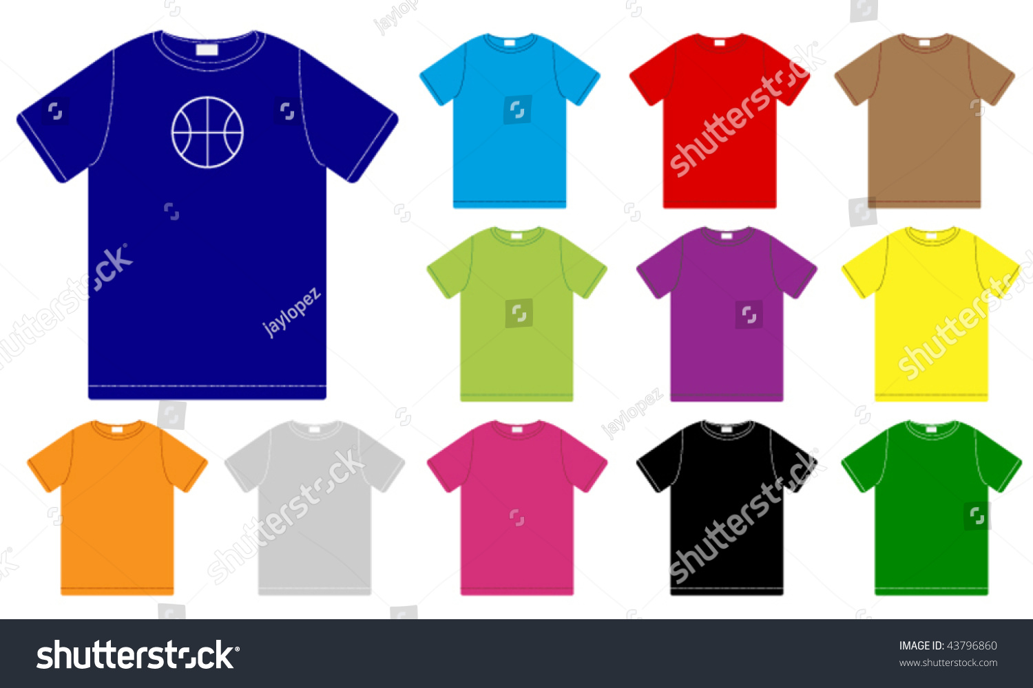 Set Of Color T-Shirts Templates Stock Vector Illustration 43796860 ...