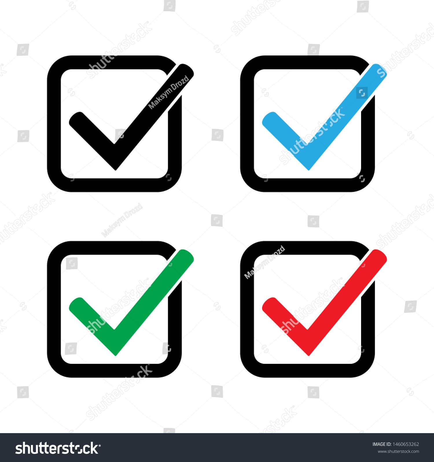 Set Colored Check Mark Icons Tick Vector De Stock Libre De Regal As Shutterstock