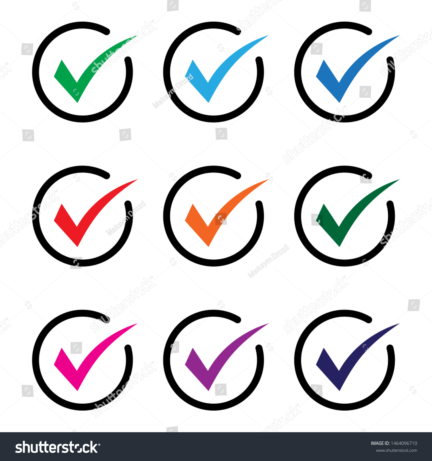 Set Colored Check Mark Icons Tick Stock Vector Royalty Free