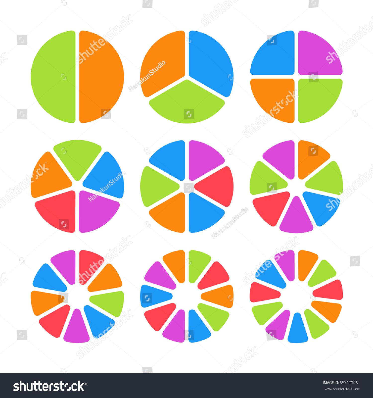 Set Colored Pie Charts Templates Sectoral Stock Vector (Royalty Free ...