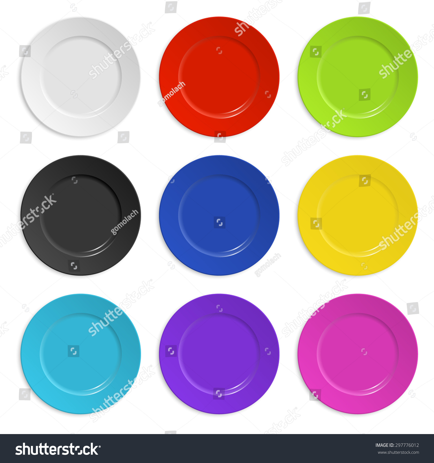 Set Colored Plates Isolated On White Stock Vector (Royalty Free) 297776012