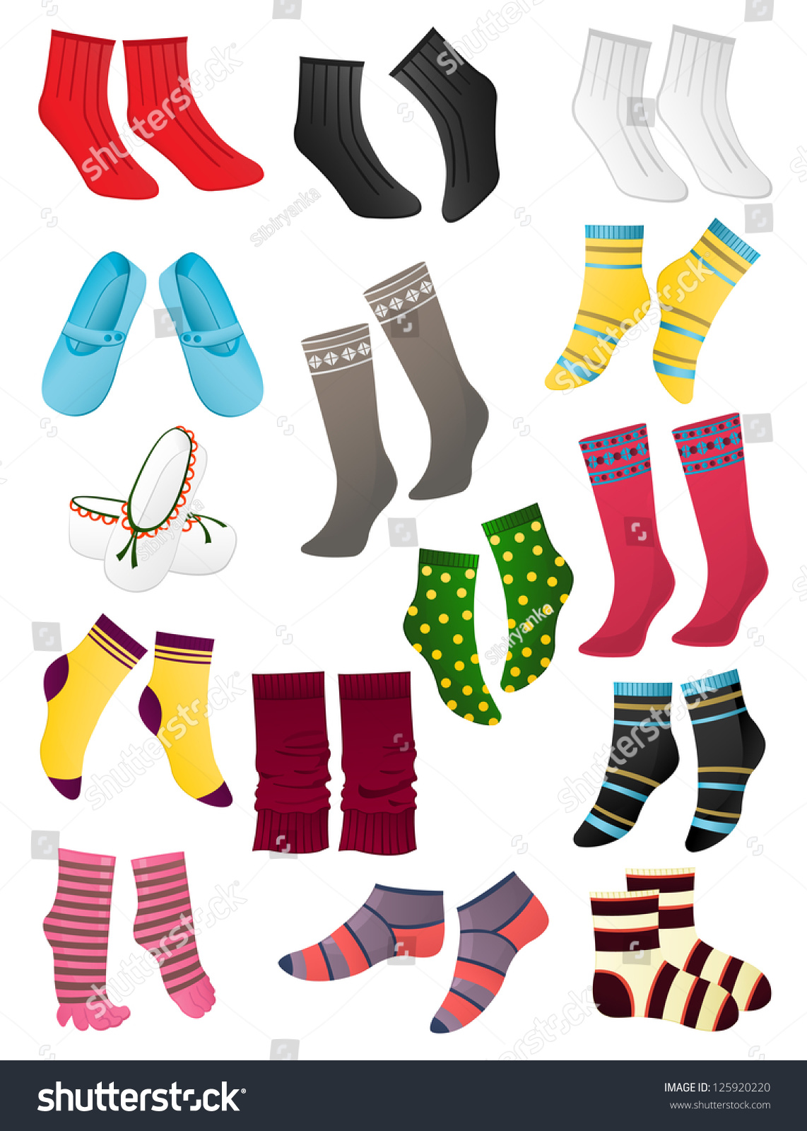 Set Of Colored Socks On A White Background Stock Vector Illustration ...