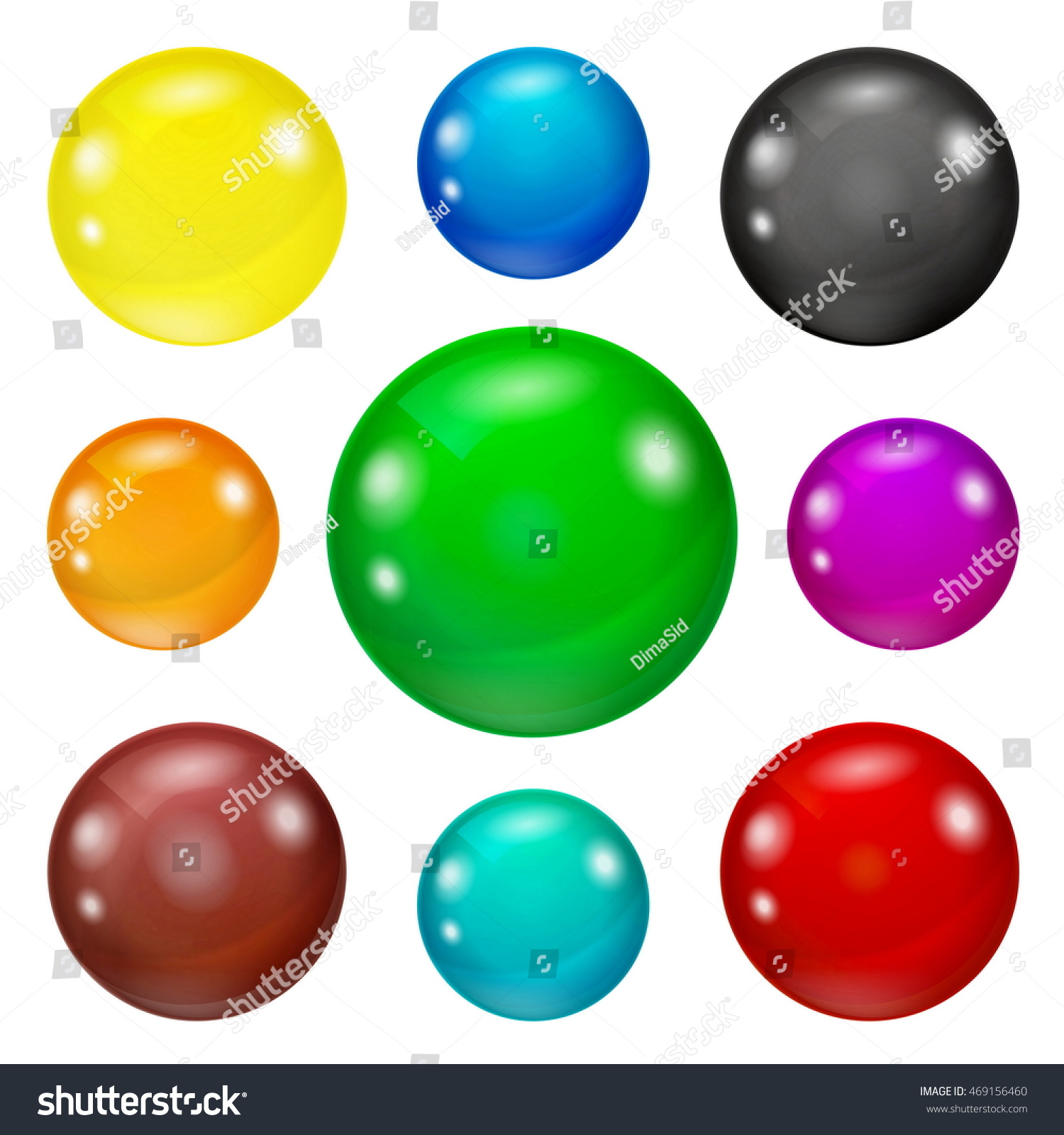 Set Colored Spheres On White Background Stock Vector 469156460 ...