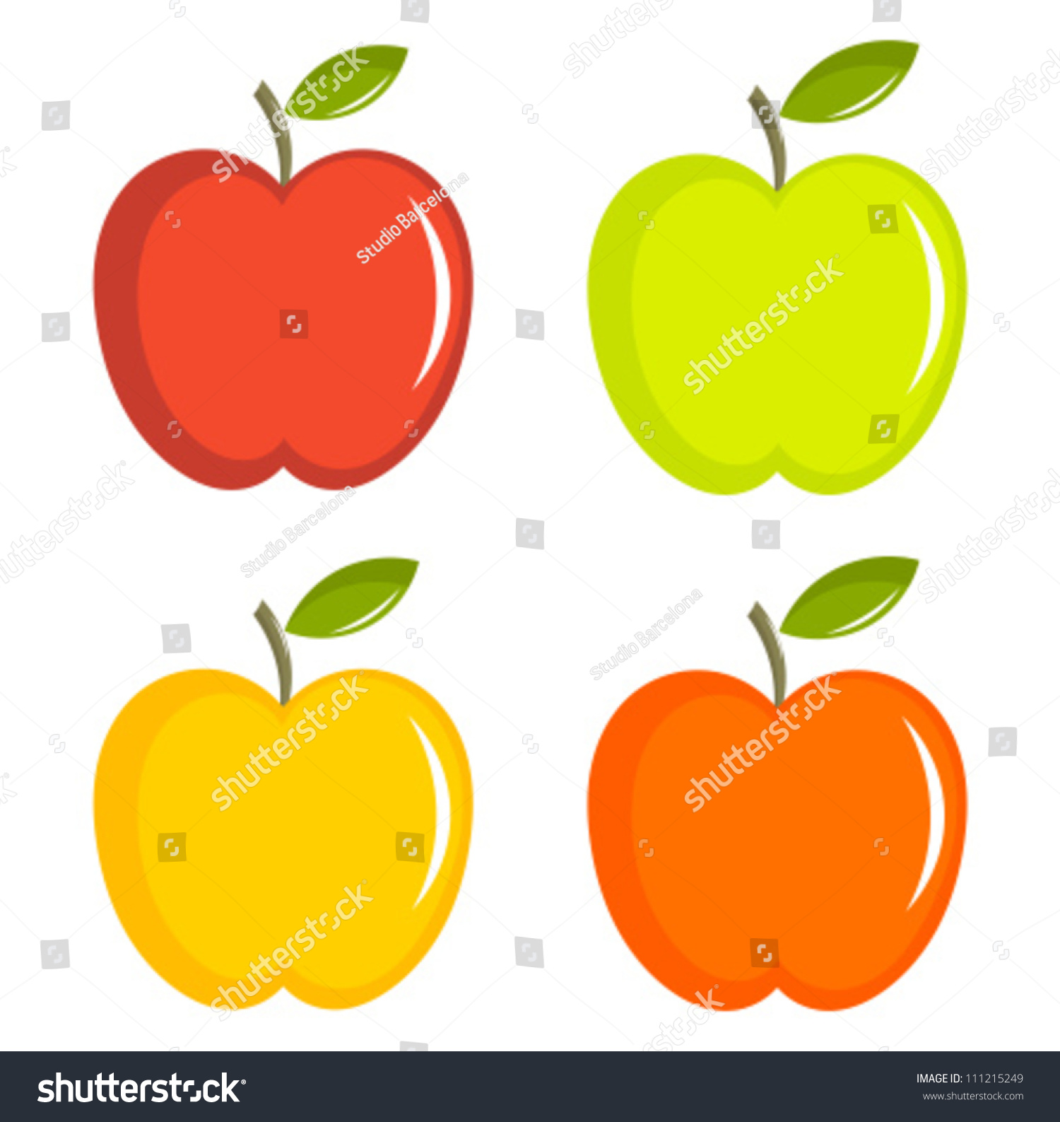 Set Colorful Apples Vector Illustration Stock Vector (Royalty Free ...