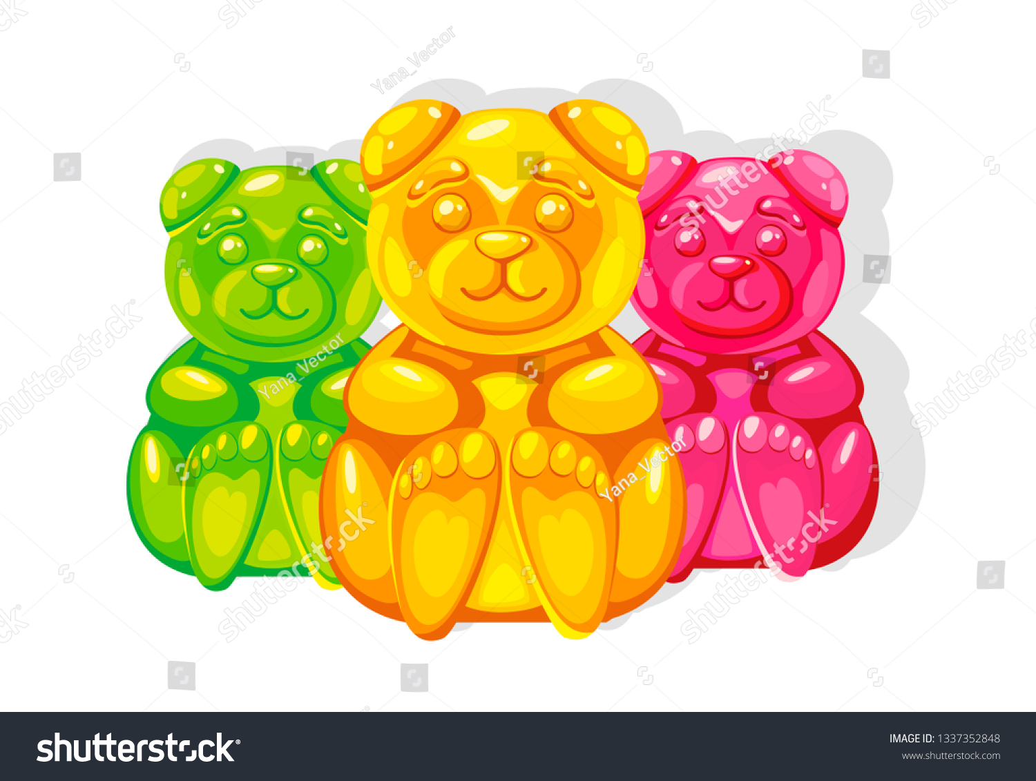 Set Colorful Beautiful Realistic Jelly Gummy Stock Vector (Royalty Free ...