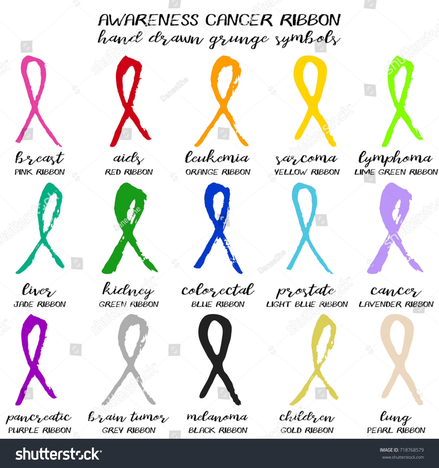 Set Colorful Cancer Ribbons Brush Strokes Stock Vector 718768579 Shutterstock 2919