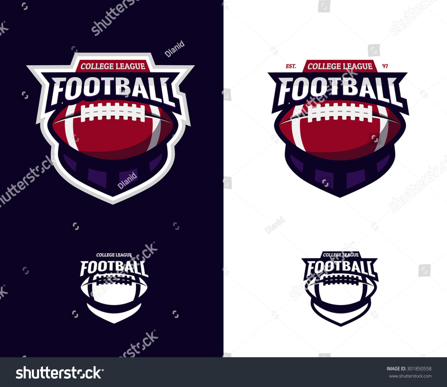 Set Colorful College American Football Logo Stock Vector ...