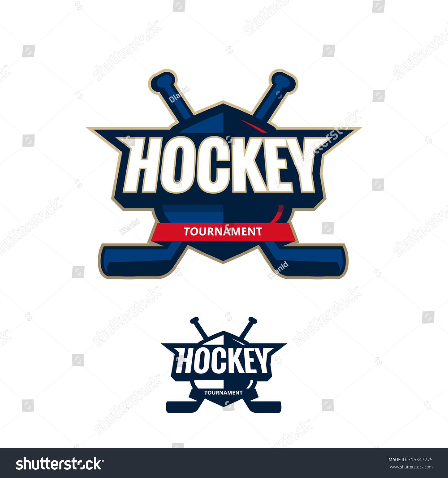 Set Colorful Hockey Tournament Challenge Logo Stock Vector