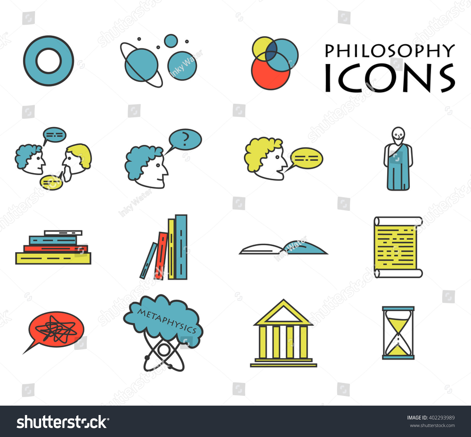 Set Colorful Philosophy Icons Stock Vector Royalty Free 402293989 Set Colorful Philosophy Icons Stock Vector Royalty Free 402293989