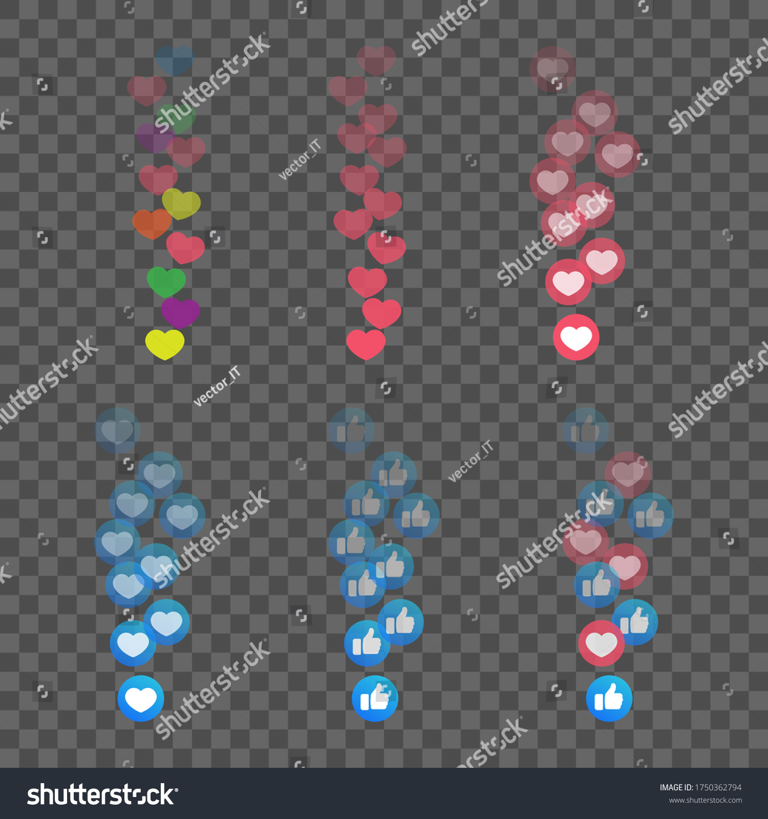 SVG of Set of colorful vector hearts for stream. Vector illustration.  svg