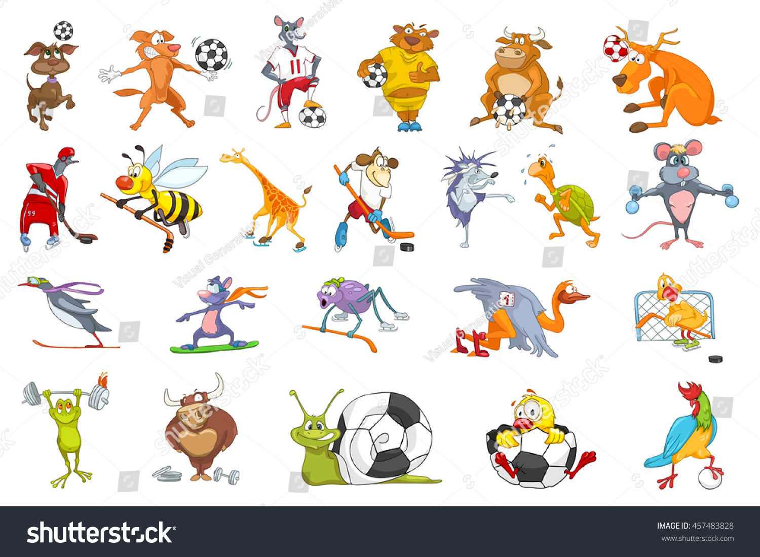 Set Colourful Animals Wearing Uniform Using Stock Vector Royalty ...