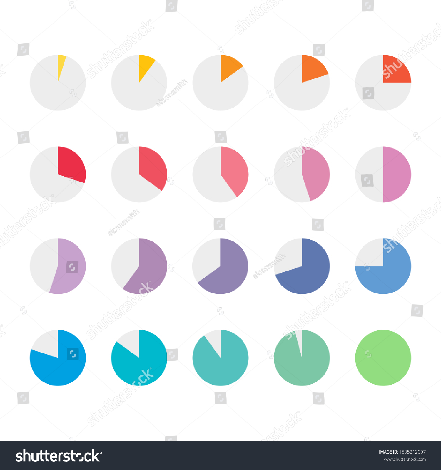 Set Colourful Infographic Percentage Piecharts Segment Stock Vector ...