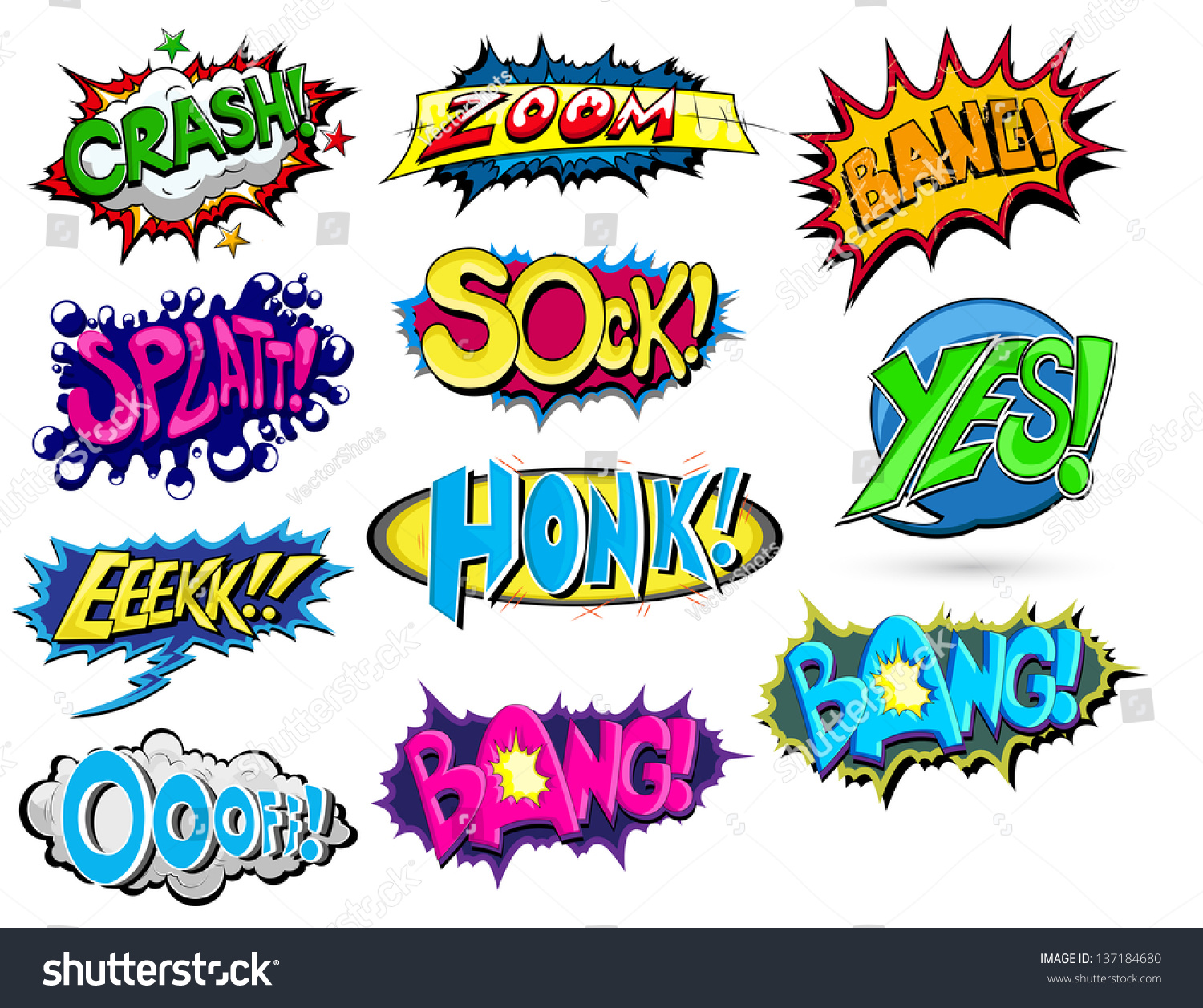 Set Comic Expression Vector Stock Vector 137184680 - Shutterstock