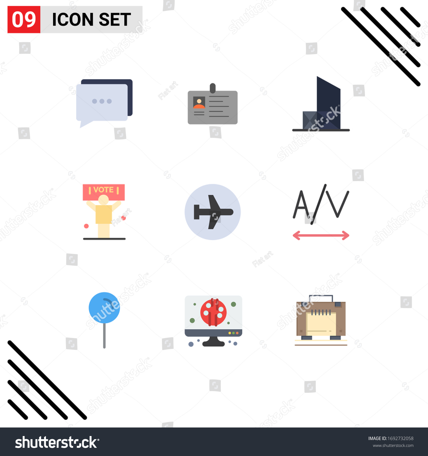 SVG of Set of 9 Commercial Flat Colors pack for politics; campaign; identity; security; lifeguard Editable Vector Design Elements svg