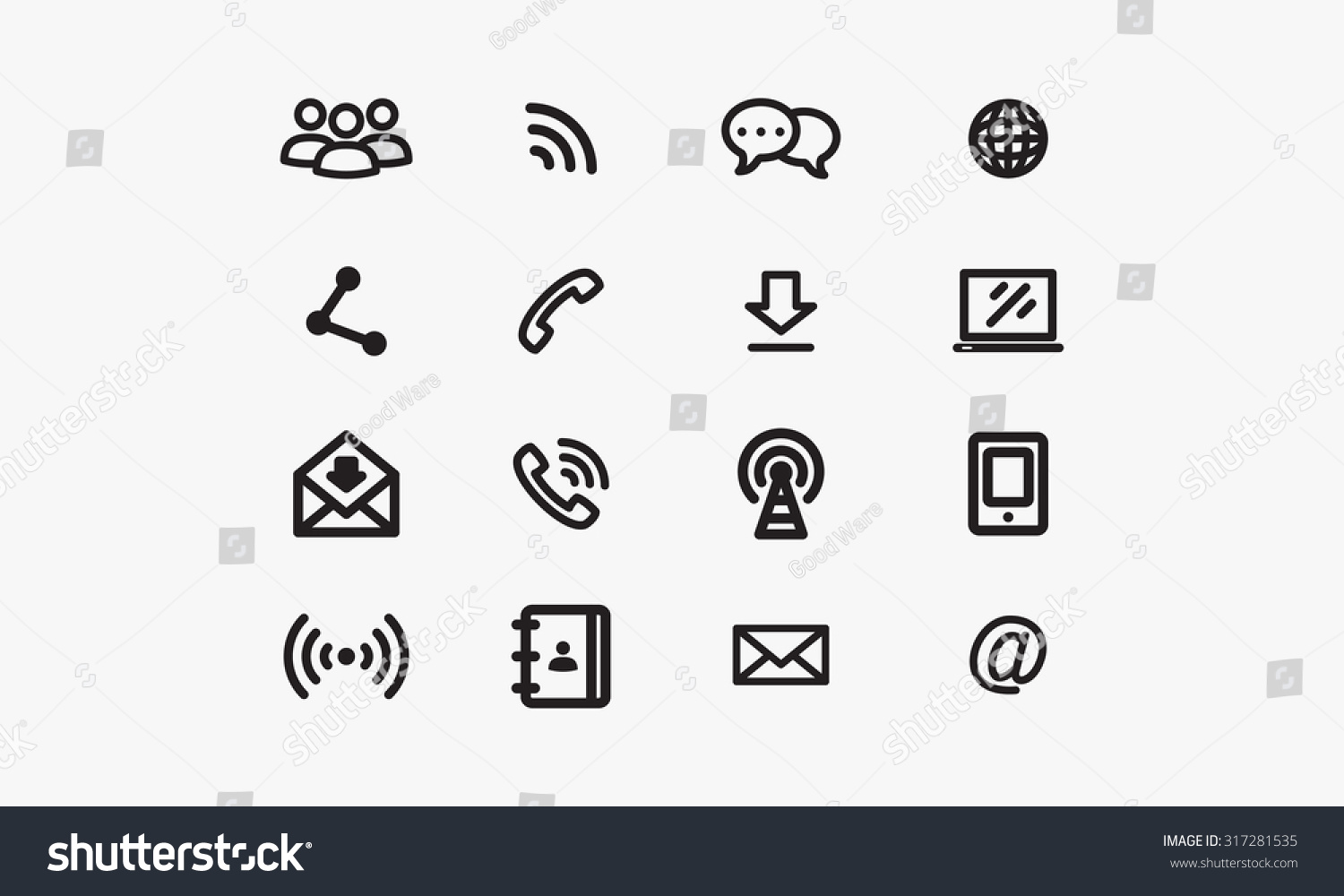 Set Communications Icons Stock Vector Royalty Free 317281535 Shutterstock 