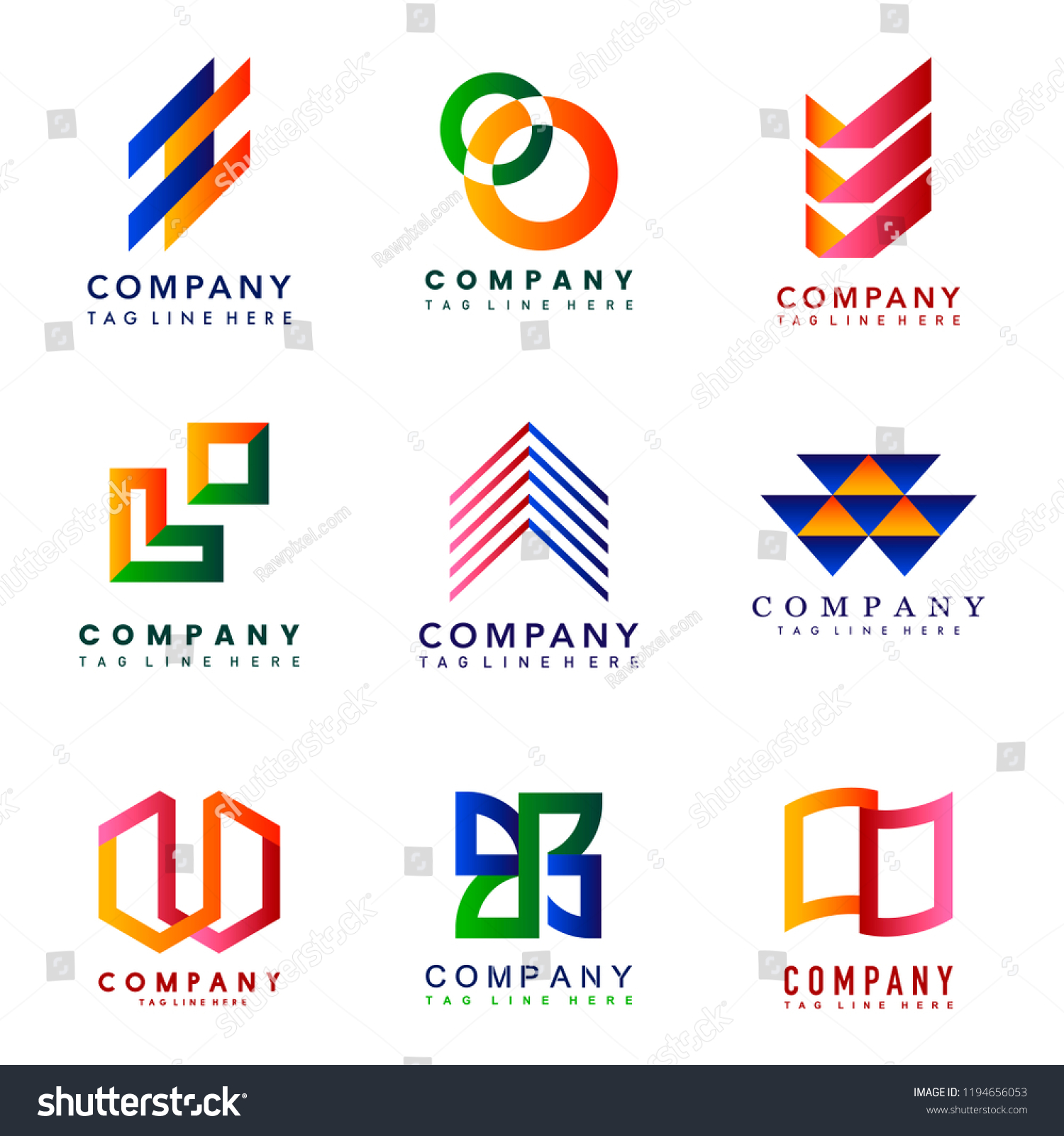 Set Company Logo Design Ideas Vector Stock Vector Royalty Free