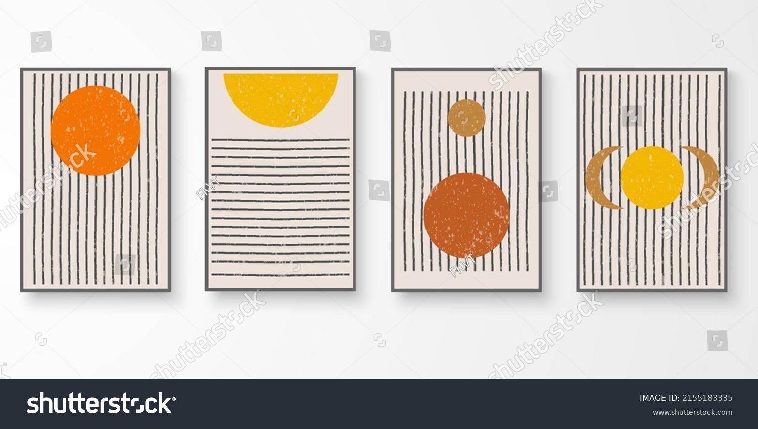 Set Contemporary Aesthetic Geometric Wall Art Stock Vector (Royalty ...