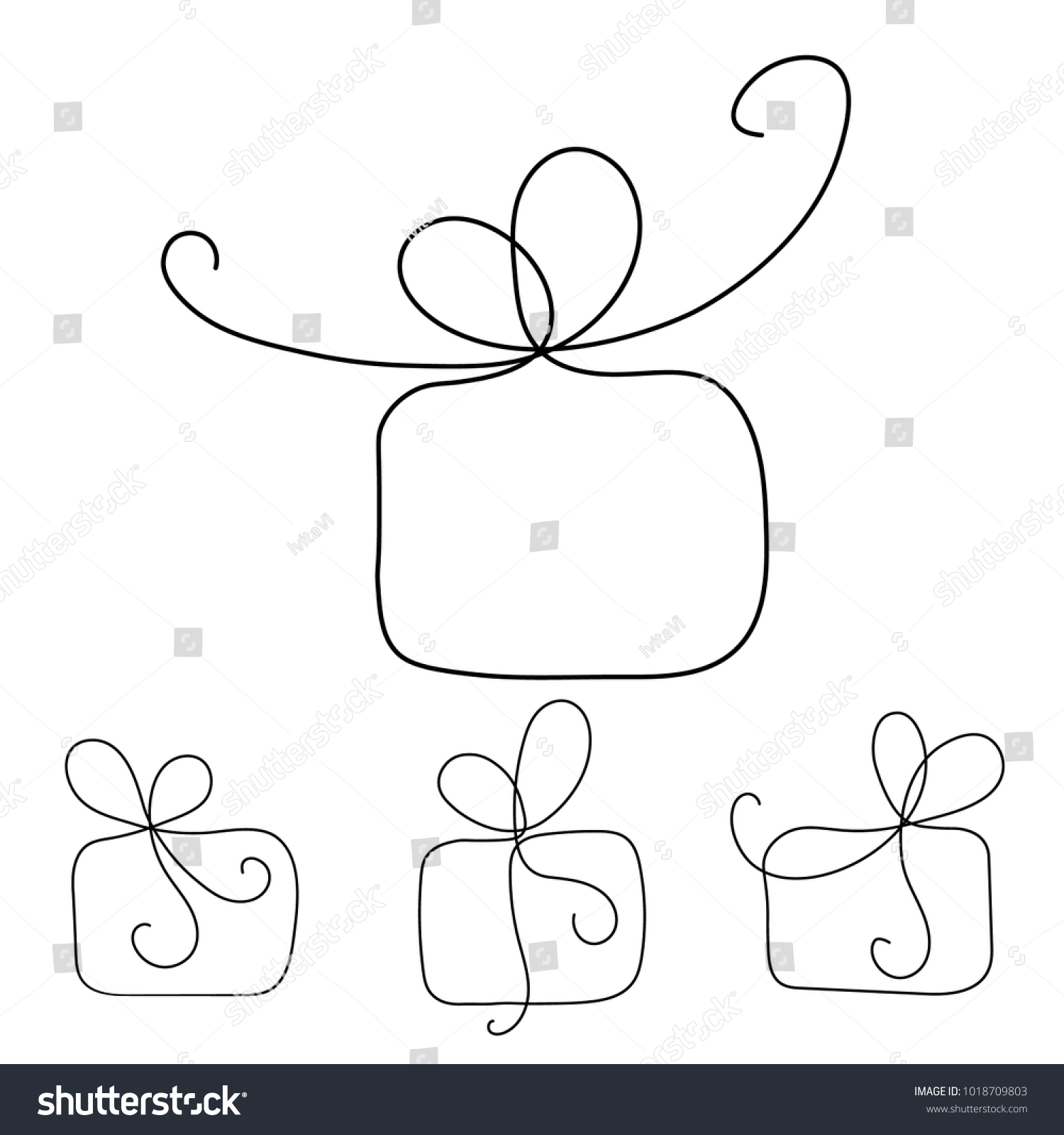 Set Continuous Line Gift Boxes One Stock Vector Royalty Free