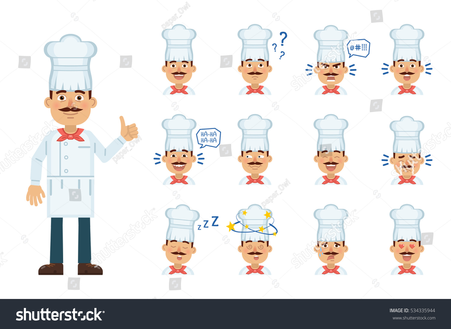 Set Cook Character Emoticons Cook Avatars Stock Vector (royalty Free 