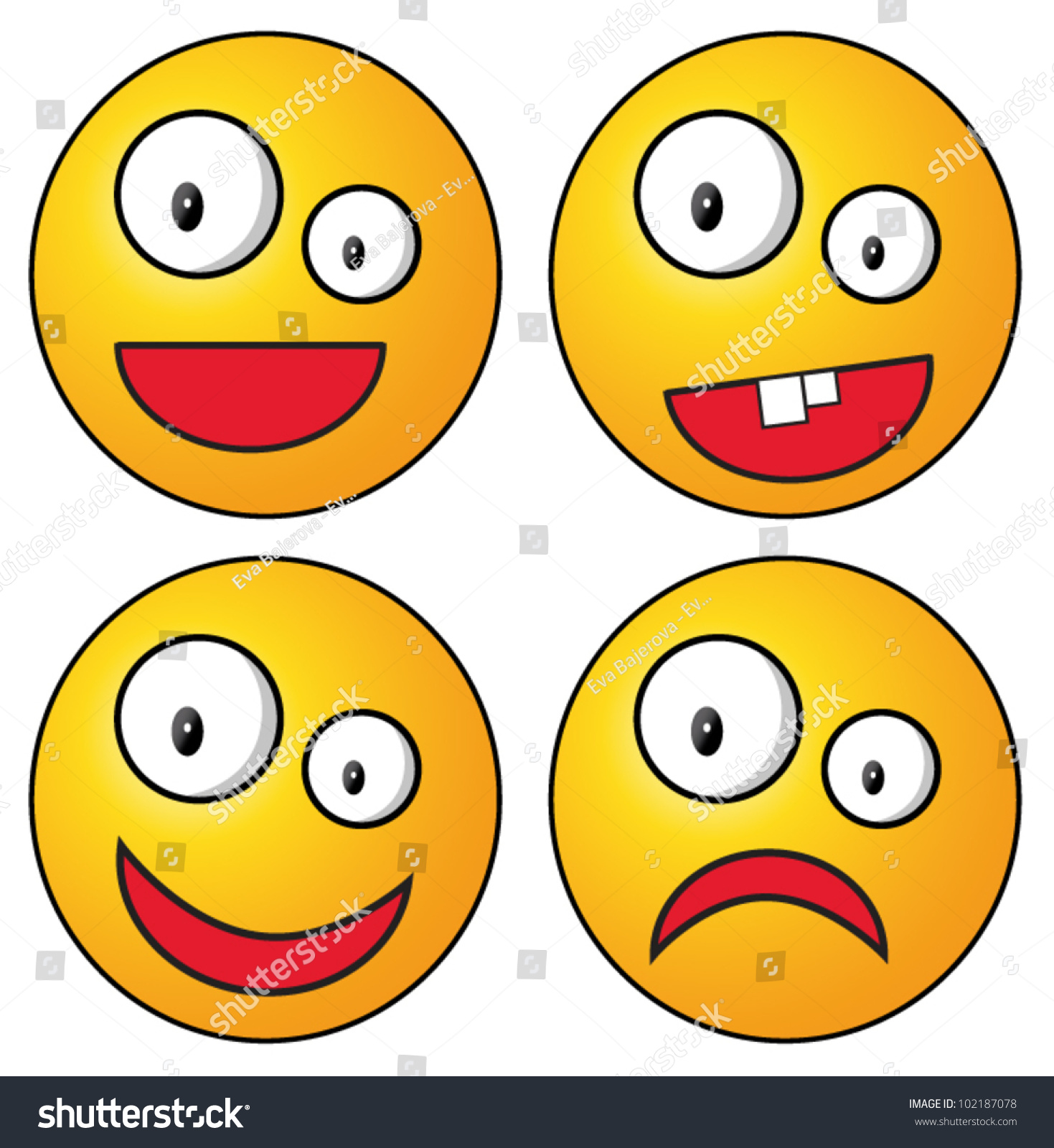 Set Of Crazy Smileys Stock Vector Illustration 102187078 : Shutterstock