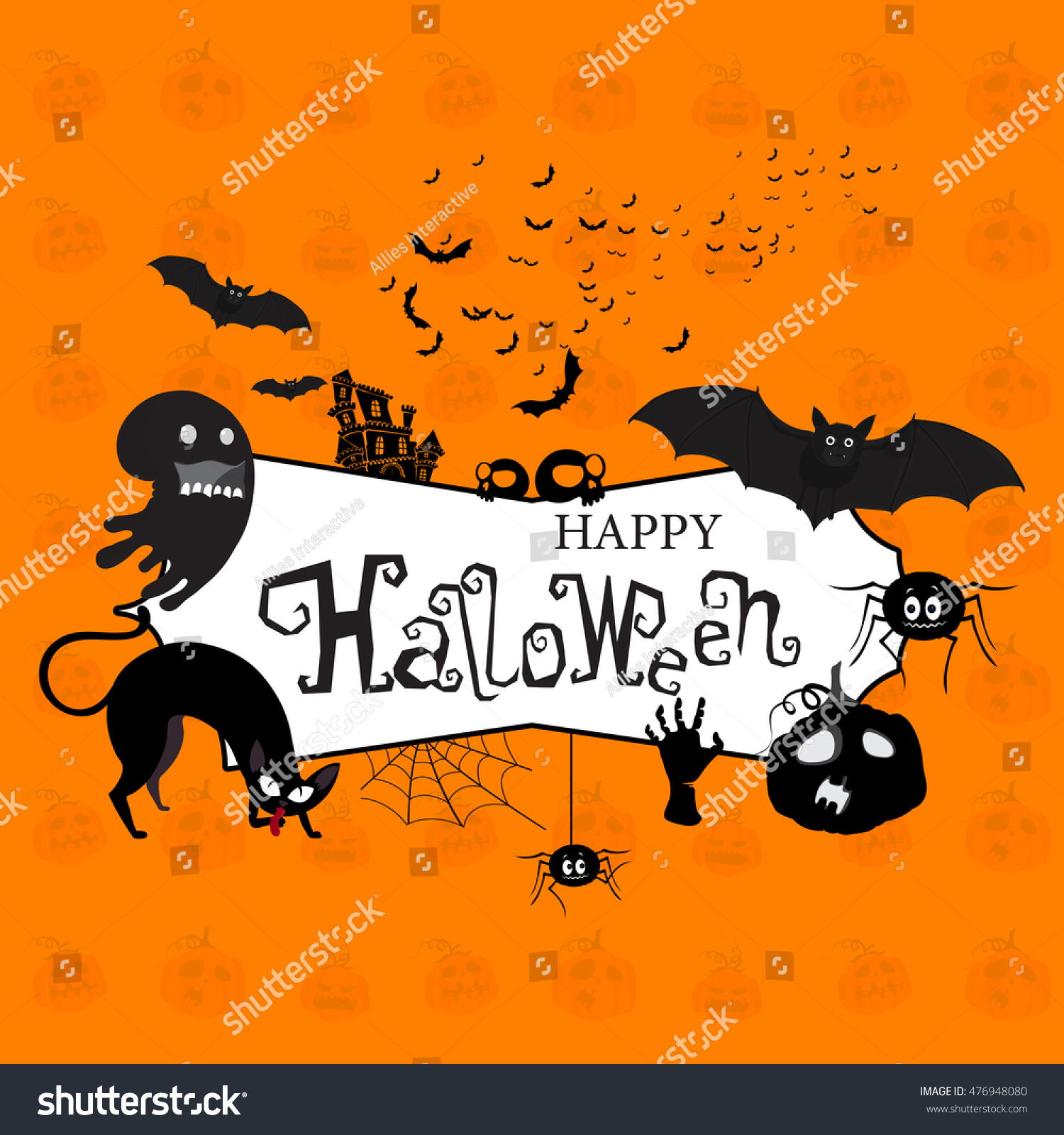 Set Creative Elements Scary Ghost Cat Stock Vector (Royalty Free) 476948080