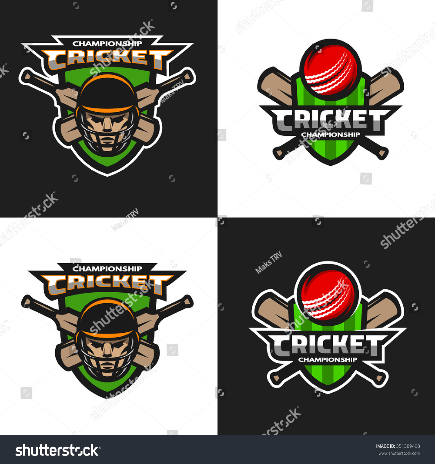 Set Of Cricket Sports Logos, Emblem. The Dark And Light Background ...