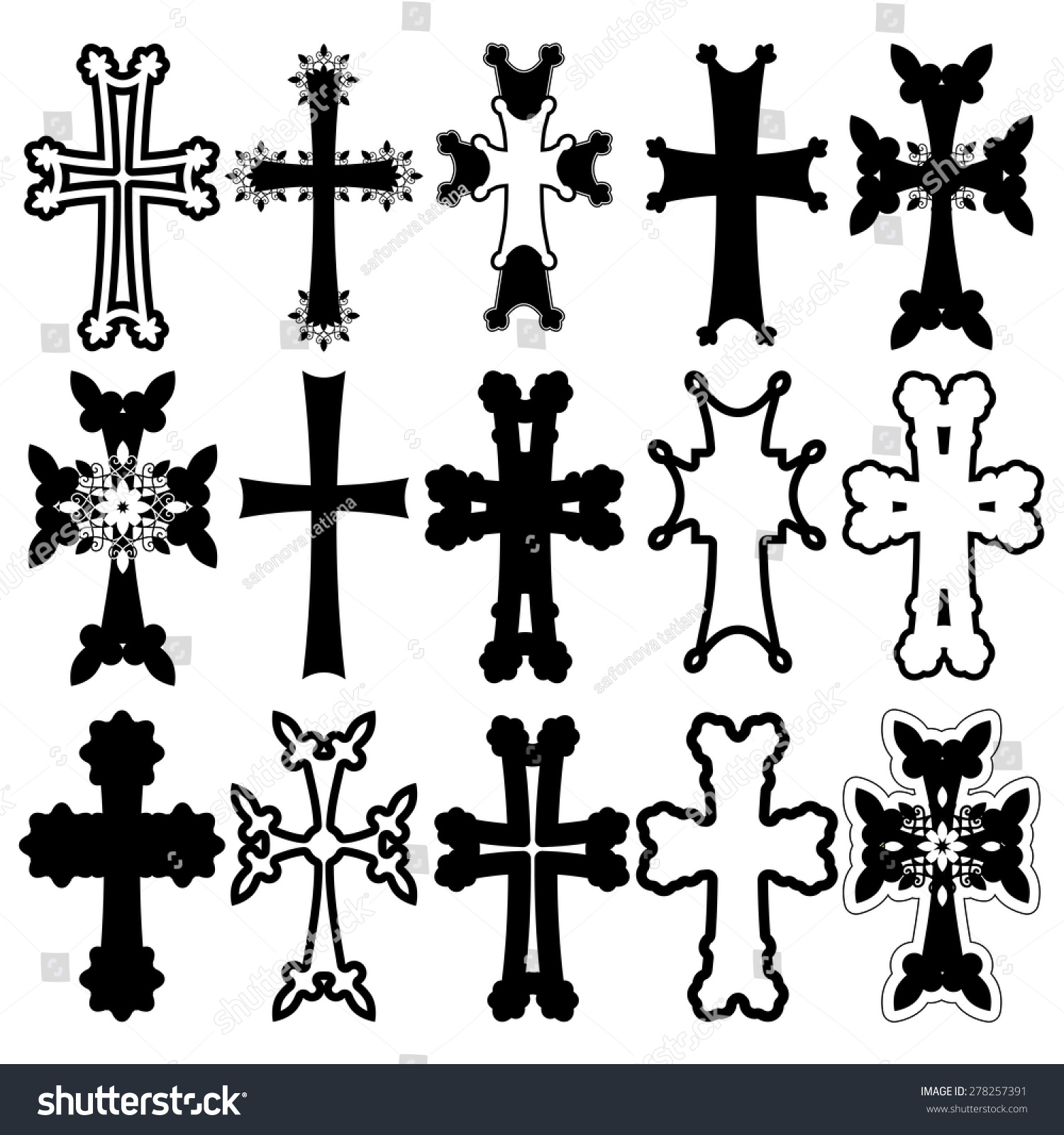 Set Crosses Armenian Cross Stock Vector Stock Vector 278257391 ...