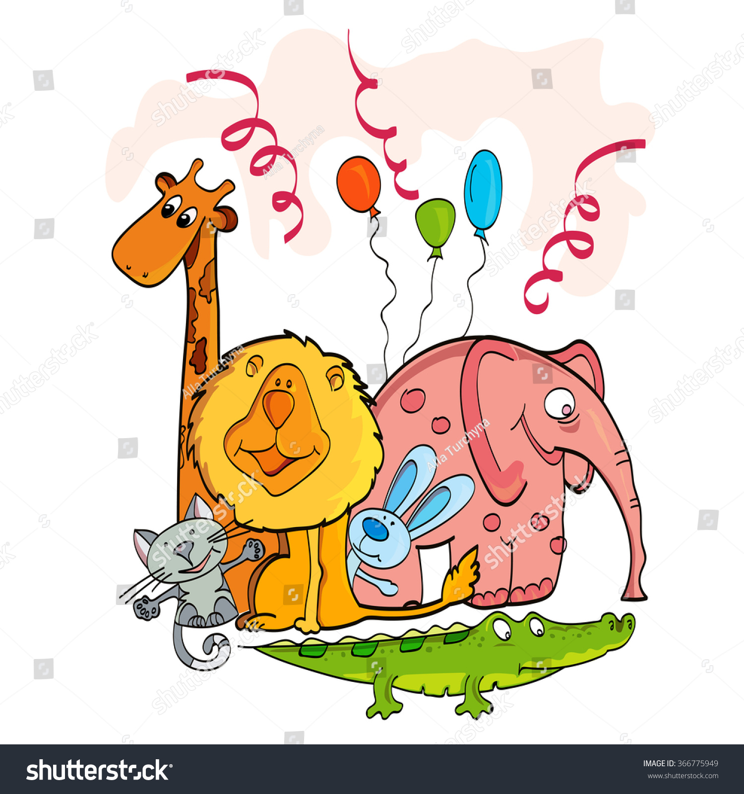 Set Cute Animals Your Text Design Stock Vector Royalty Free