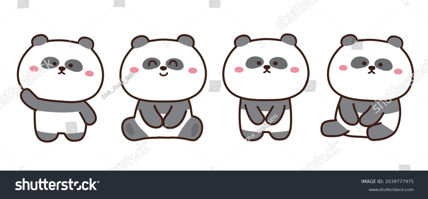 SVG of Set of cute bear cartoon on white background.Animals character design.Chinese panda.Kid graphic.Collection.Isolated.Kawaii.Vector.Illustration. svg