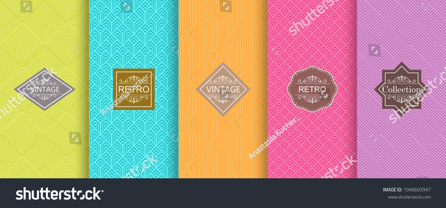 Set Cute Bright Seamless Patterns Vector Stock Vector (Royalty Free ...